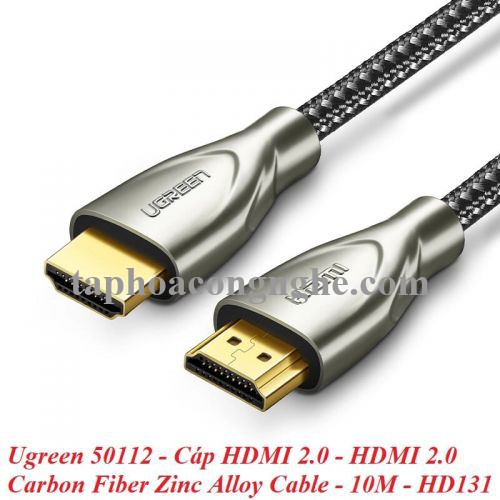 Ugreen 50112 10M màu Đen Cáp tín hiệu HDMI chuẩn 2.0 dây bọc lưới đầu hợp kim cao cấp HD131 30050112